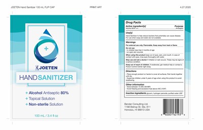 JOETEN Hand Sanitizer 100mL FLIP CAP 4-27-20.jpg 100 mL Label - JOETEN Hand Sanitizer 100mL FLIP CAP 4 27 20
